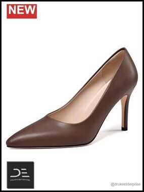 Faux Leather Pointed Toe High Heel Stiletto Pumps Slip-On 3.5 Inch